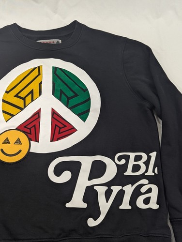 Black Pyramid Color Black Heavy Crew Neck Sweatshirt Peace Sign Vibe XL - Picture 3 of 9