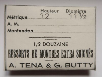 Ressort De Barillet Pour Montre - Hauteur 1,2mm - Diamètre 12mm - Marque Tena Butty - Fabriqué En France