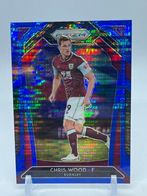 2021 Panini Prizm EPL #58 Chris Wood Blue Pulsar Prizm Burnley