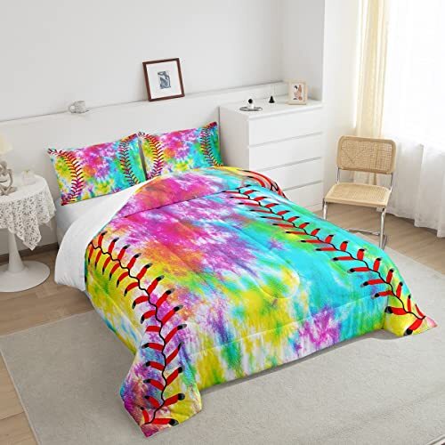 Kids Baseball Comforter Boys Girls Softball Sports Game Queen Multi 1059 - Picture 5 of 7
