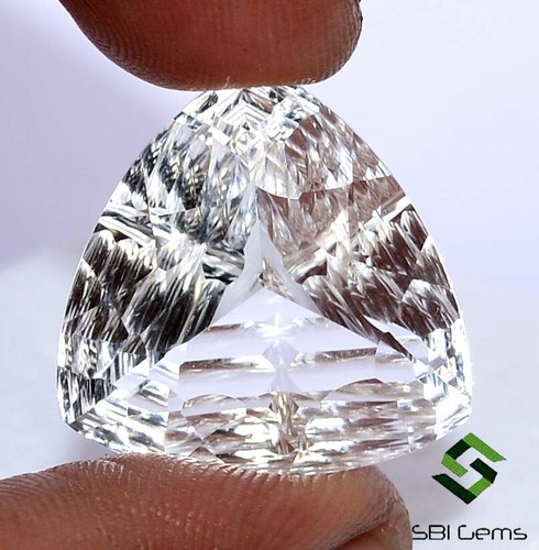23x23 mm Natural White Topaz Trillion Fancy Concave Cut 30.00 CTS Loose Gemstone - Picture 5 of 11