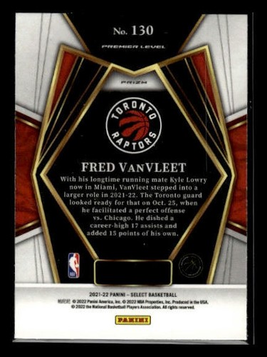 2021-22 Panini Select #130 Fred VanVleet Blue Shimmer Prizms - Picture 2 of 2