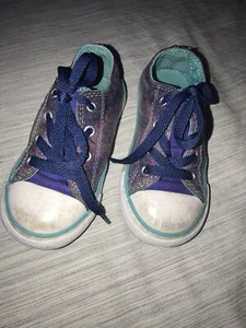 purple and turquoise sneakers