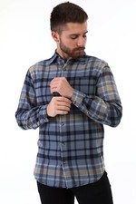 plaid shirt men 100 cotton gray