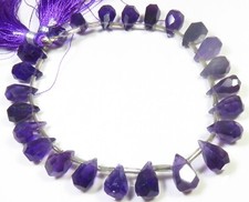 AAA Amethyst Gems Nugget Teardrop Cut Faceted Beads 8"Strand 10-12.5mm GV-3845