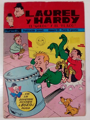 LAUREL & HARDY #56 Printed in Spanish in SWEDEN 1973 EL GORDO Y EL FLACO + BOZO