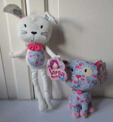 Blumen Katze Sainsbury's Amelia & Friends Stofftier weiß Kaninchen Cord Kordel NEU