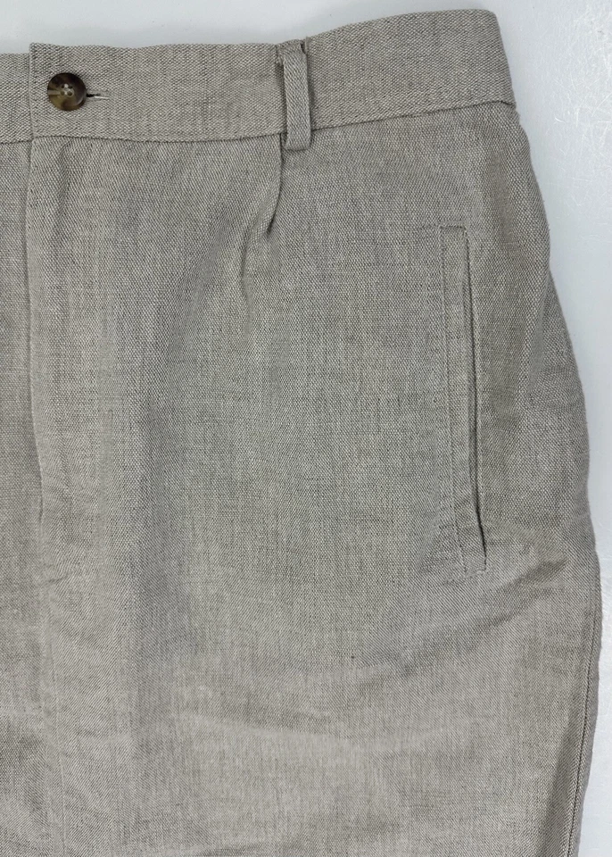 "Falda lápiz vintage años 90 para mujer 30"" cintura alta beige mezcla de lino minimalista" Foto 3 de 4