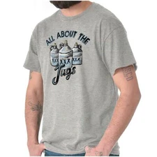 Funny Moonshine Pun All About The Jugs Joke Womens or Mens Crewneck T Shirt Tee