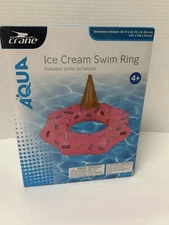 Aqua Crane ICE CREAM Swim Ring/New In Box 42” Pink Brown