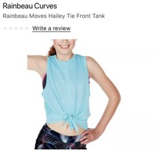 Rainbeau Moves Aqua Hailey Tie Front Tank Girls Size S 8-10 