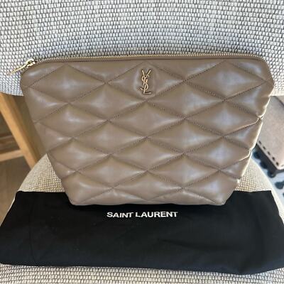 NEW Saint Laurent YSL Sade Quilted Lambskin Pouch Clutch Bag | eBay