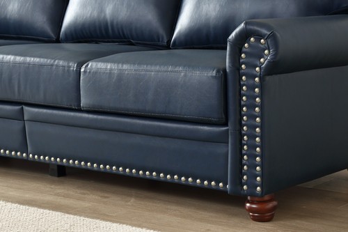 Classic Faux Leather Sofa Upholstered Couch with Nailhead Trim Removable Cushion - Picture 171 of 206