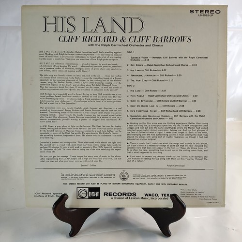 His Land Christian Movie Soundtrack 1970 LP Cliff Richard Barrows Vinyl Gif Art - Picture 3 of 4