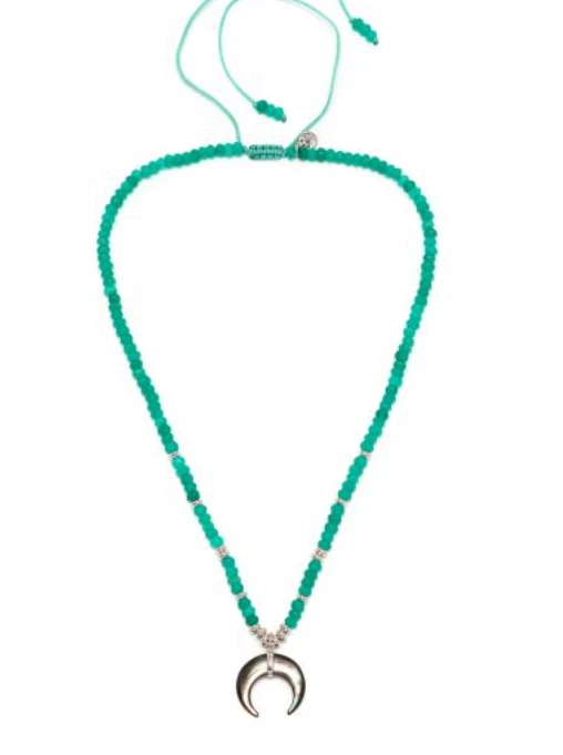 LOLA ROSE VIVI NECKLACE CRESCENT MOON NECKLACE GREEN SEMI PRECIOUS STONE 45