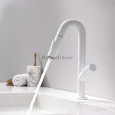 Modern Round Kitchen Vessel Tap Swivel Single Hole Pull Out Shower Water Mixer