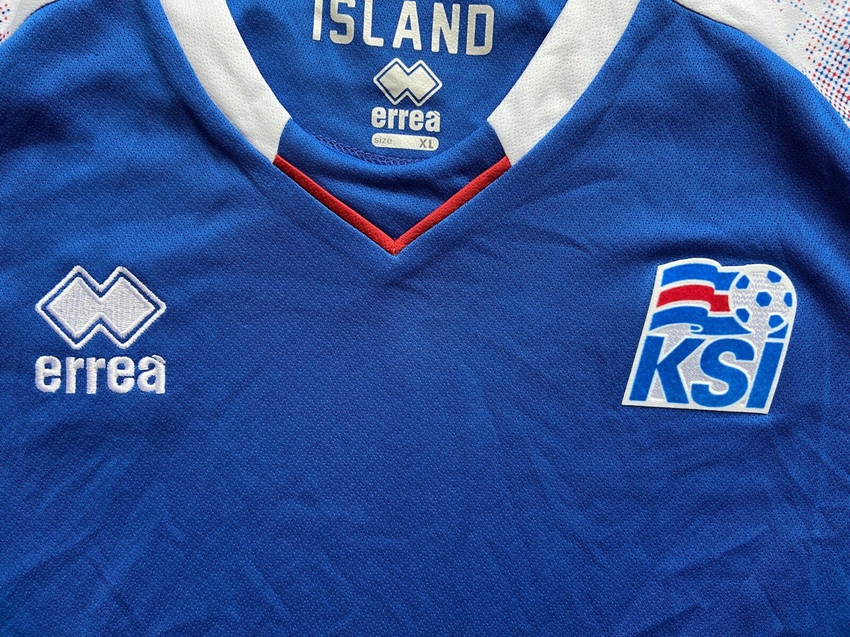 Maillot De Football Errea Islande 18-19 - Homme - Bleu Et Rouge - Neuf Officiel