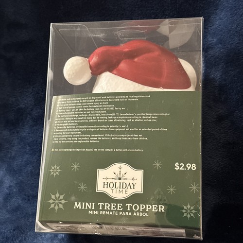 Santa Claus Head Blow Mold LED Light Up MINI Tree Topper Christmas Decor 6 Hour - Picture 2 of 4
