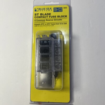 Blue Sea Systems 5045 ST Blade Fuse Block Compact 4 Circuit with Cover