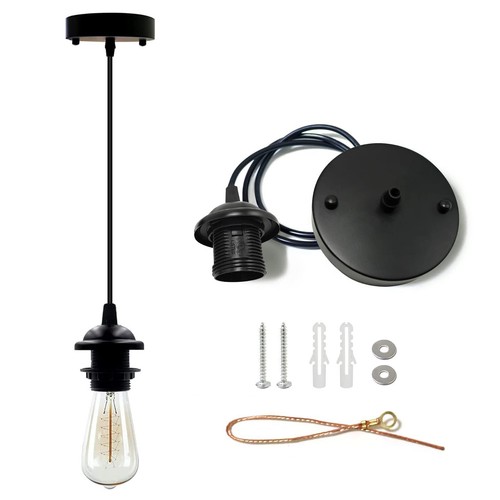 Industrial Mini Pendant Light Kit, Edison Retro Pendant (Black) - Picture 10 of 12