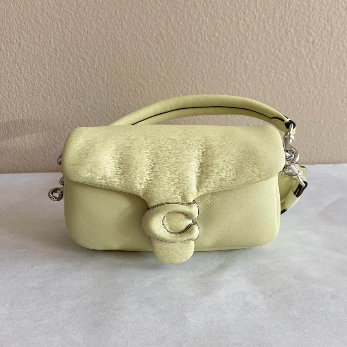 Brand New Coach Pillow Tabby 18 Pale Lime/Silver Mini C3880 Crossbody With  Tag