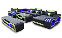 Ecksofa U-Form Schwarz Wohnlandschaft Couch Polster Eckgarnitur Sofa