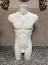 Mannequin demi buste homme blanc en plastique torse sans bras