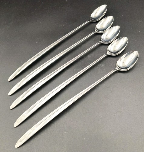 Set of 5 Castle Court CGS1 pattern long handle iced teaspoons 11 1/8" Japan - Picture 8 of 8