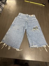 Vtg 90s JNCO Jeans Shorts Flame Head Baggy Hiphop Grunge USA Size 8 24 Skater