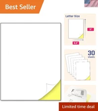 8.5" x 11" Printable Sticker Paper - 30 Self-Adhesive Matte Sheets for Easy Use