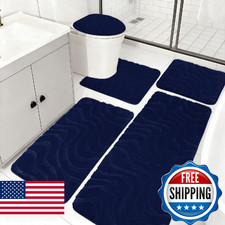 Aqzuxira Bathroom Rug Sets 5 Piece Ultra Soft Absorbent Non-Slip Plush Bath Mats
