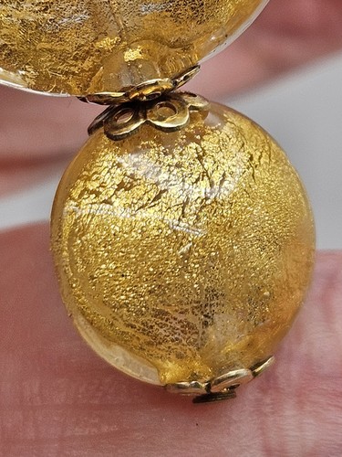 Vintage Goldfolie Murano Glas Perlen Sterlingsilber Vermeil Ohrhänger - Bild 16 von 16