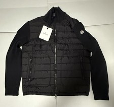Moncler Black Wool Cardigan Down Filled Sweater Vest Men Size XL