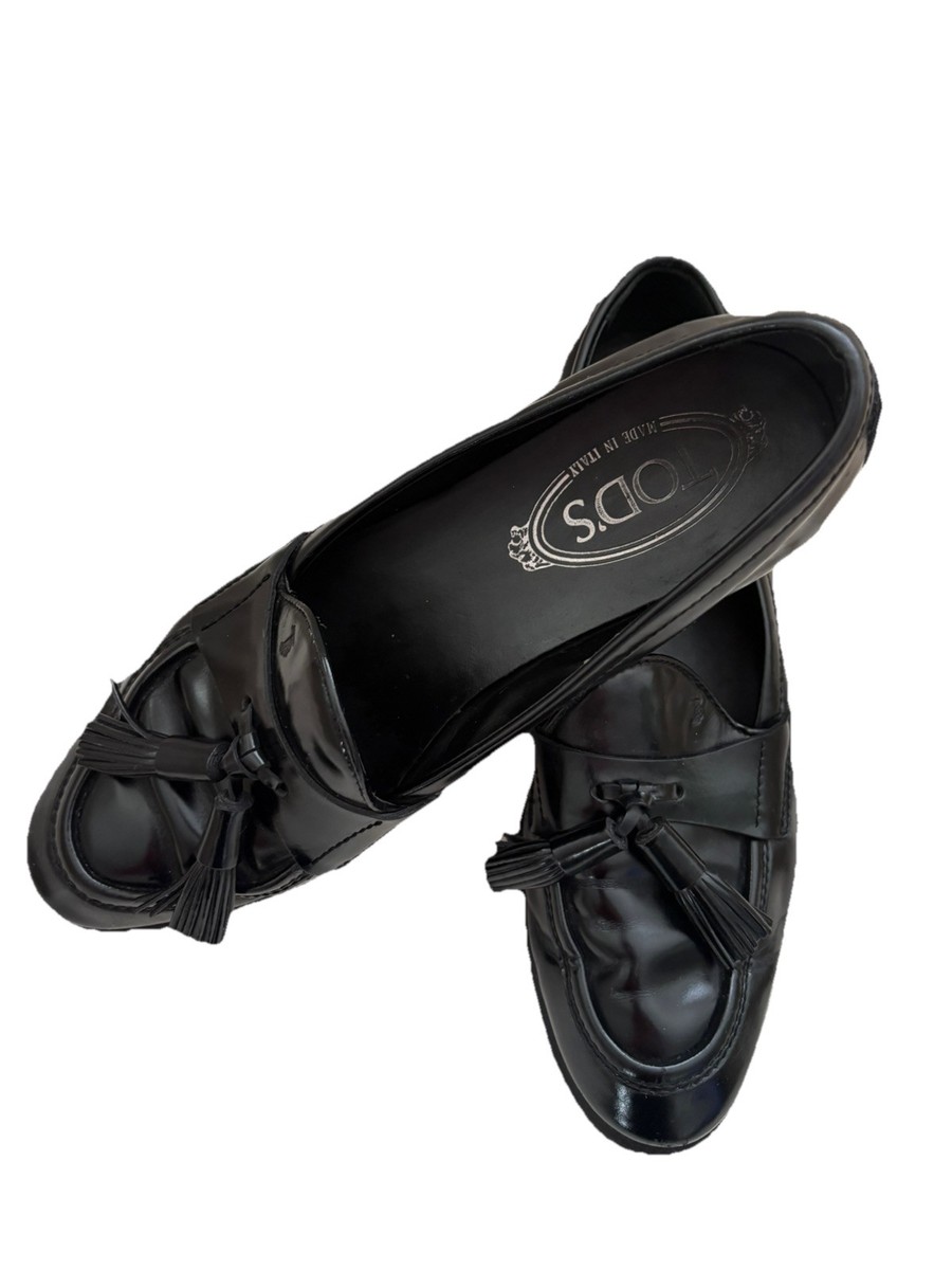 Tod’s Black Leather Loafer Mules Slides Driving Sole Made in Italy Size 6.5 Tod main image 3