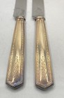 Silver-tone Dinner Knives 2 Piece Set Scroll Pattern Stainless Steel Blades — photo 2