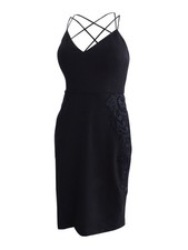 Guess Women's Strappy-Back Lace-Detail Dress (2, Black)