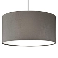 Britalia Grey Cotton Modern Easy Fit Round Drum Pendant Shade with Diffuser 30cm