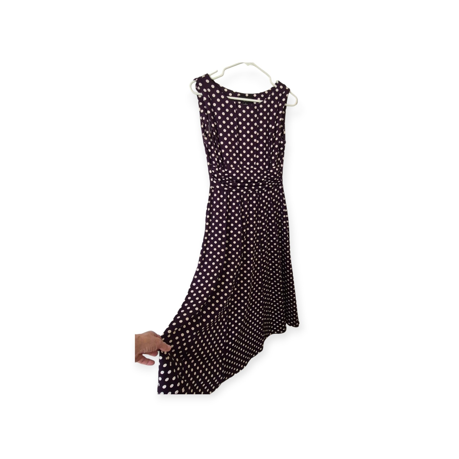 Perceptions S Dress Purple Polka Dot Pleated Retro Hollywood Glam Pinup Girl