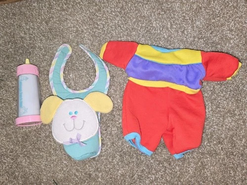 VTG CABBAGE PATCH kids Baby Sippy Bottle Bib With Bottle CPK Outfit