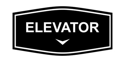 Large Black Elevator Down Arrow Sign, Fancy, Wall, Door, Directional, Office