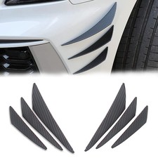 6pcs Universal Front Bumper Canards Carbon Fiber Black 