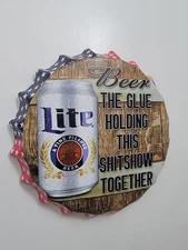 Miller Lite The Glue Holding This Shitshow Together Metal Sign Bar Decor