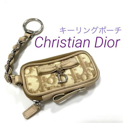 CHRISTIAN DIOR Romantic Trotter Light Beige Key Ring Pouch
