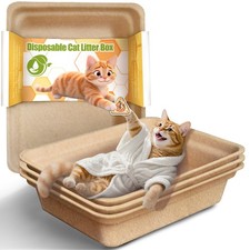 Disposable Litter Boxes for Cats Leak-Proof: 3-Pack Odor Control Sustainable ...