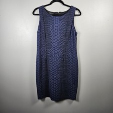 Nine West Dress Size 12P Sheath Knee length Reptile Print Blue/black Sleeveless 