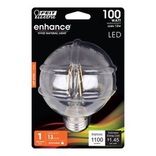 Feit G25 E26 Medium Filament LED Bulb Soft White 100 Watt Equivalence 1 pk