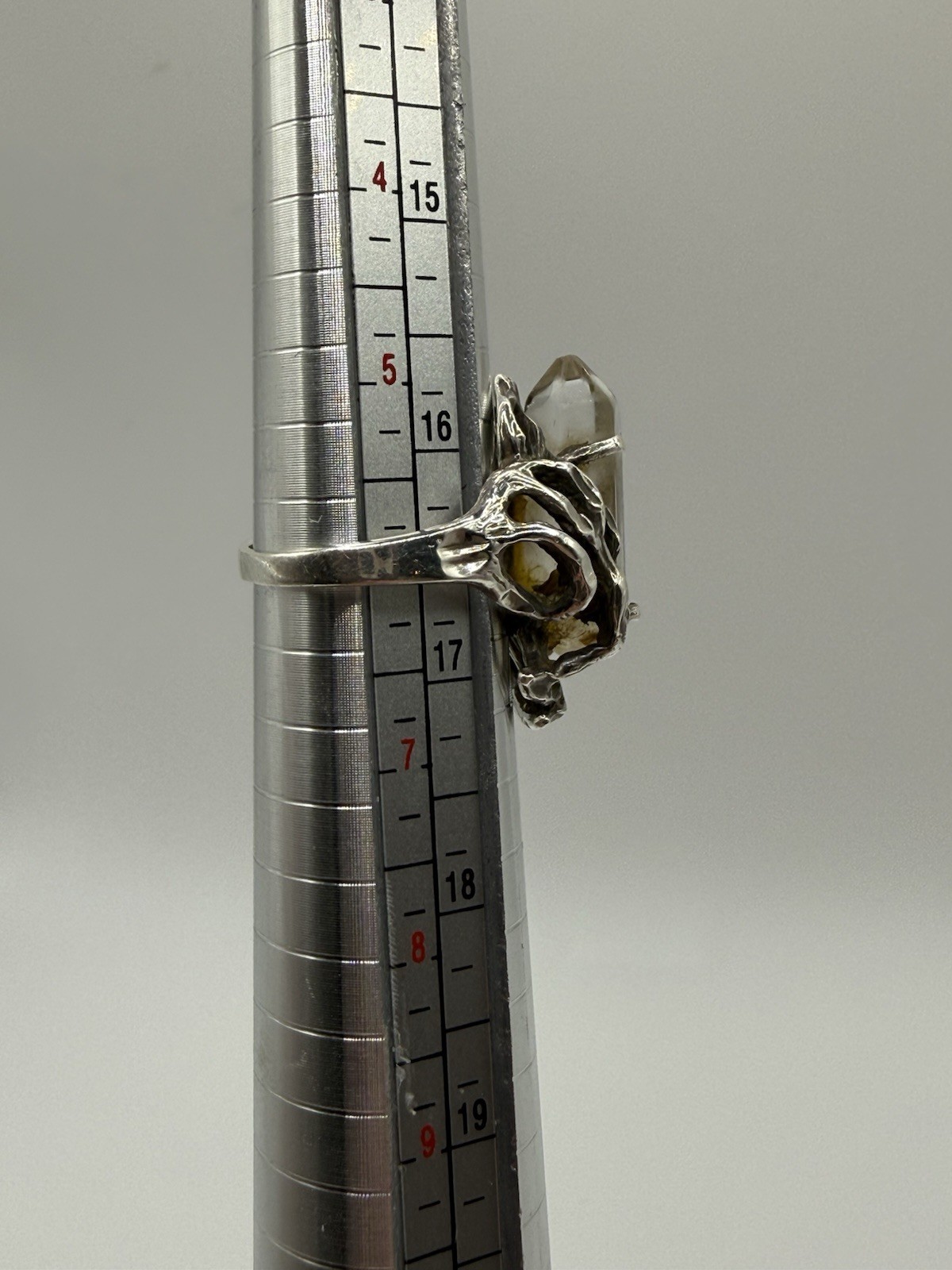 Sterling Silver  Artisan Statement Ring with Yell… - image 5