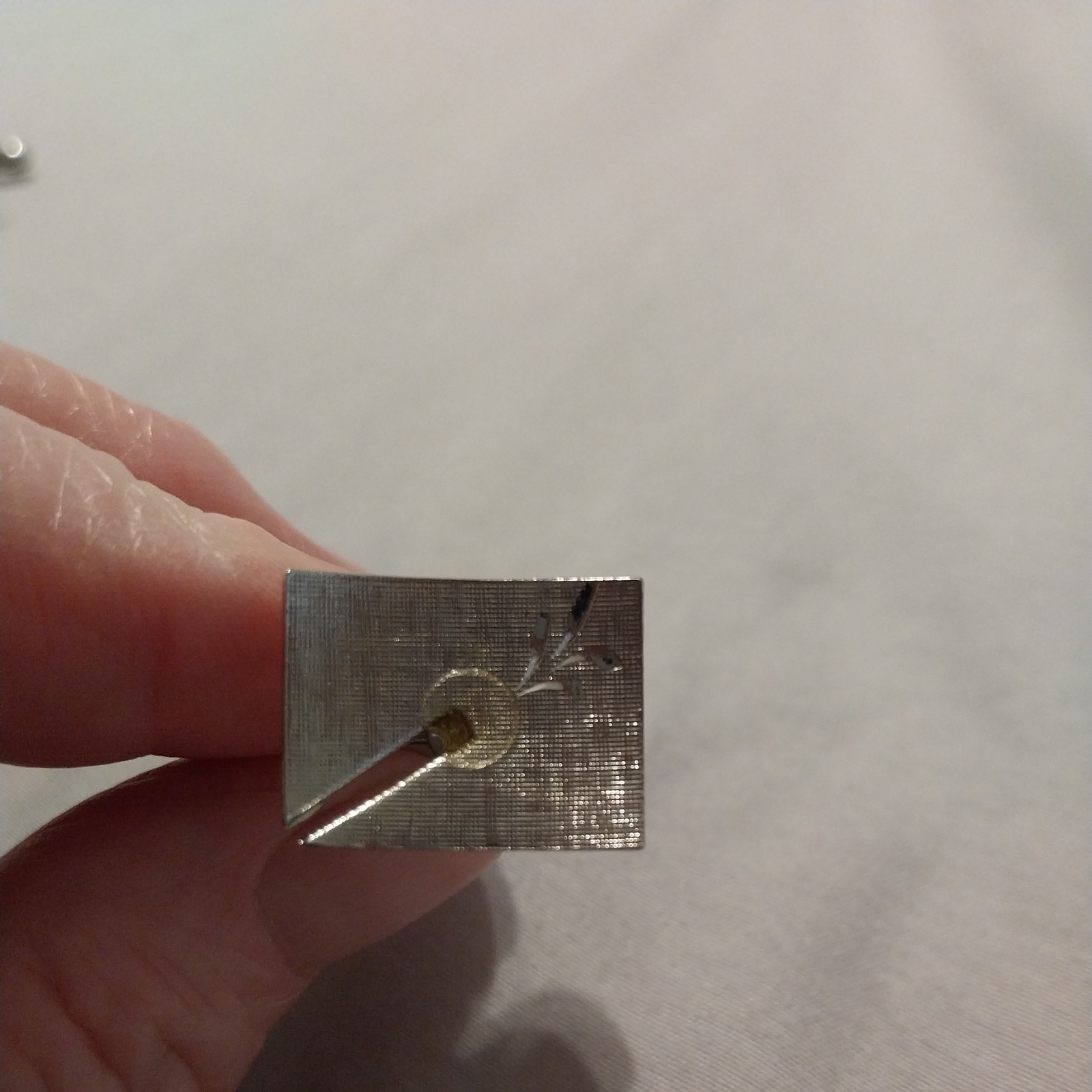 Vintage 1950s Silver Rectangular Cufflinks  with … - image 2