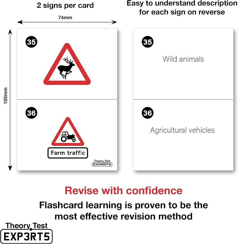 Theory Test Experts Road Signs Flash Cards 2025 with Signs and Explanation Guide - Image 3 of 4