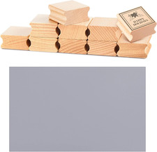 10 Pcs 40X40Mm Blank Hard Wood Rubber Stamp Mounts with A4 Size Grey Rubber Stam